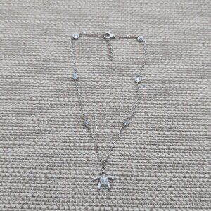 9+1 Inch Sterling Silver Cubic Zirconia Turtle Ankle Bracelet A5696